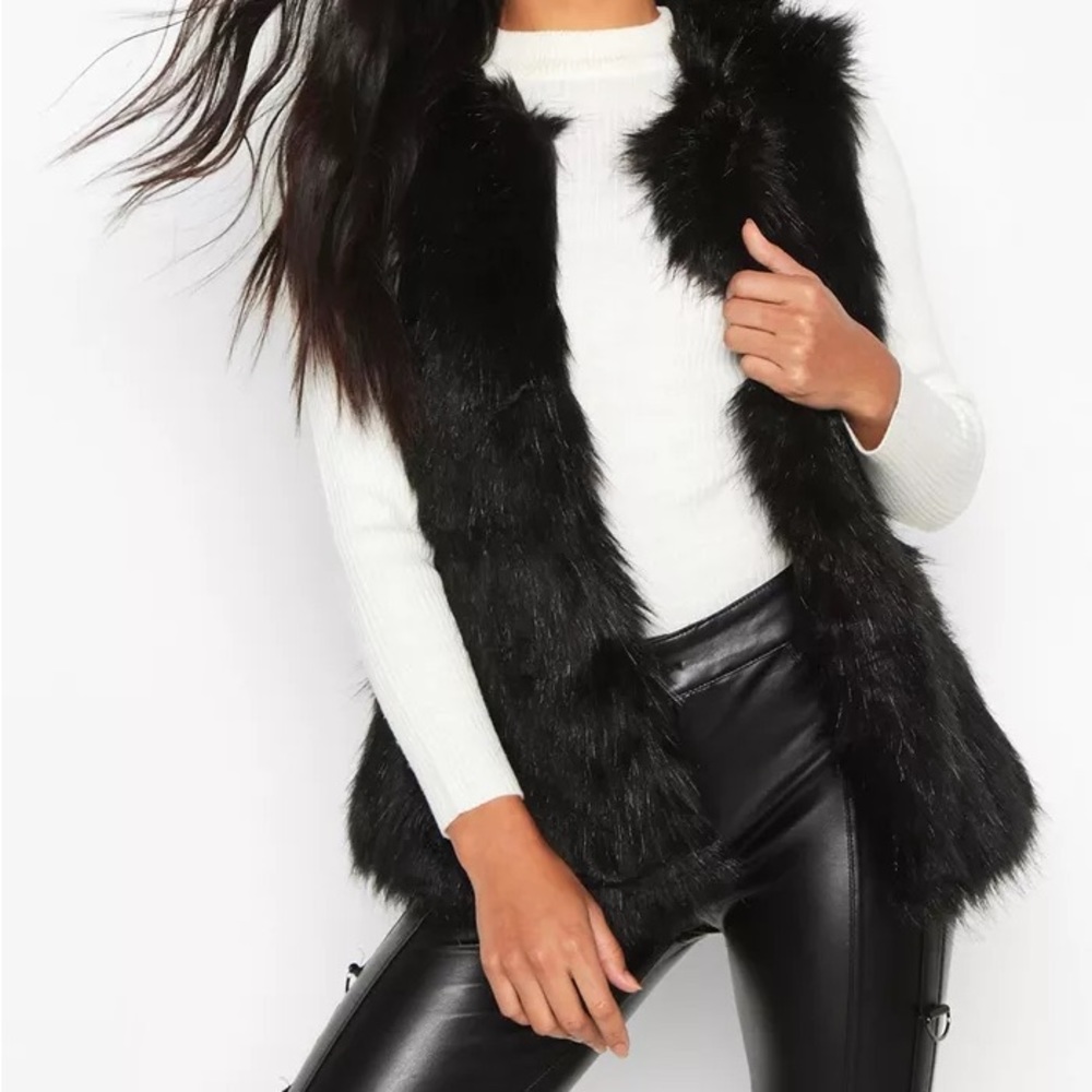 Black Faux Fur Vest